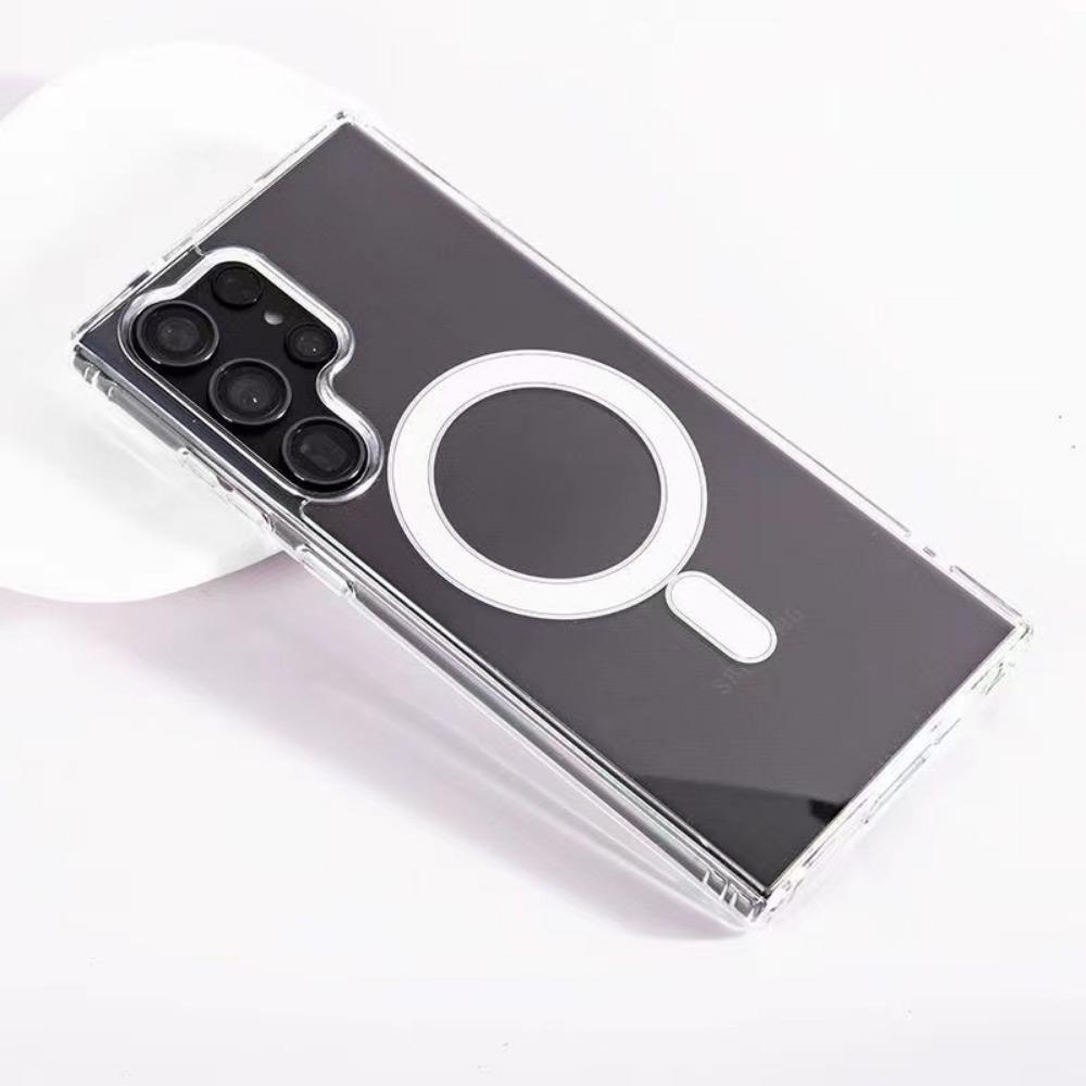 Оригинальный прозрачный магнитный чехол Magsafe для Samsung Galaxy S24 Ultra S21 FE S22 Plus S23 Ultra Беспроводная зарядка Противоударный чехол