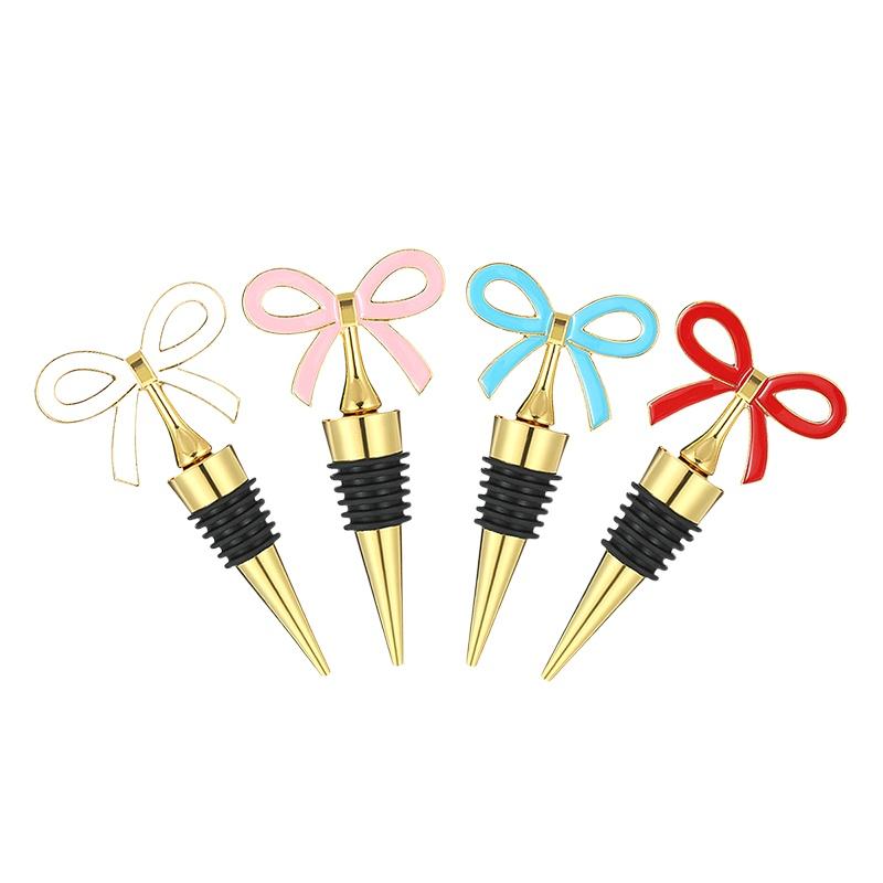 New Bowknot Wine Stopper Silicone Zinc Alloy Reusable Leakproof Bottle Plug Decorative Wine Saver For Home Bar Wedding Party
