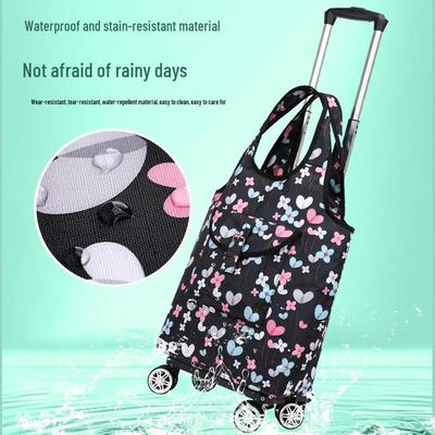 Портативная складная тележка для покупок с телескопической ручкой