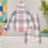 Girls Dark Purple Halloween Printed Hooded Long Sleeve Kangaroo Pocket Top Cuffed Pants Two Piece Set