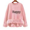 2024 Autumn Winter Women Fashionable Velvet Thickened Cartoon Print Loose Fit Round Neck Sweatshirt Top