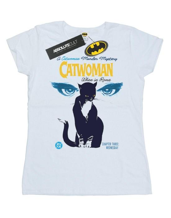 DC Comics Женская/женская хлопковая футболка с изображением Бэтмена и «Женщины-кошки в Риме»