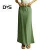Женская макси-юбка средней посадки, однотонная длинная юбка на шнурке, легко сочетающаяся с женской юбкой для работы, отдыха, повседневной носки