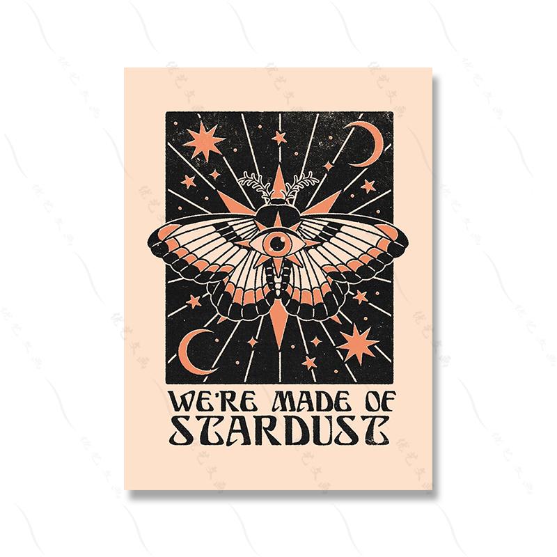 Witch Fortune Sun Moon Stardust Retro Animal Luck Cat Canvas Painting Room Home Decor Tribe Poster Print Vintage Card No Frame