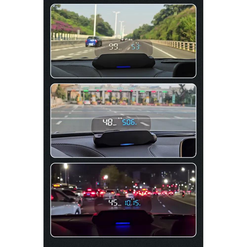Hud Head Up Display Car Supplies Auto Universal With MPH Compass Direction Fatigue Driving Reminder Car Electronic Devices