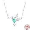 S925 Sterling Silver White Gold Plated Hummingbird Necklace Bird Pendant Neck Chain for Women Party Fine Jewelry Gift