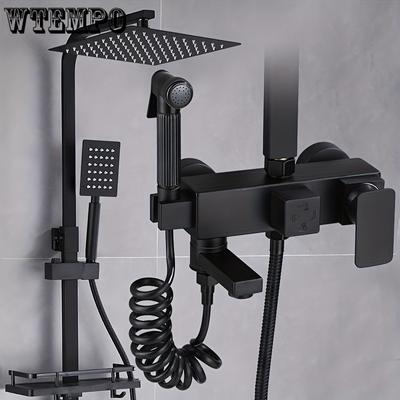 1 комплект черной полностью медной дождевой душевой системы, домашний комплект для душа под давлением, 10-дюймовая верхняя душевая головка с ручным душем