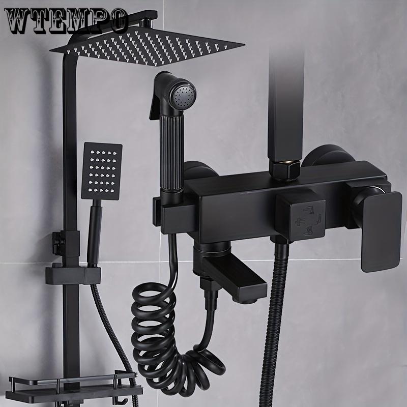 1 комплект черной полностью медной дождевой душевой системы, домашний комплект для душа под давлением, 10-дюймовая верхняя душевая головка с ручным душем