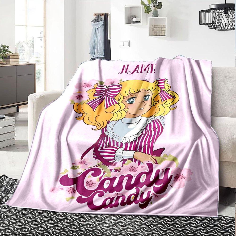 Candy Sweet Girl Cozy Customizable Blanket Personalized Text Soft Warm Cozy Great For Sofa Couch Office Bed Picnics Four Seasons Multipurpose Stylish