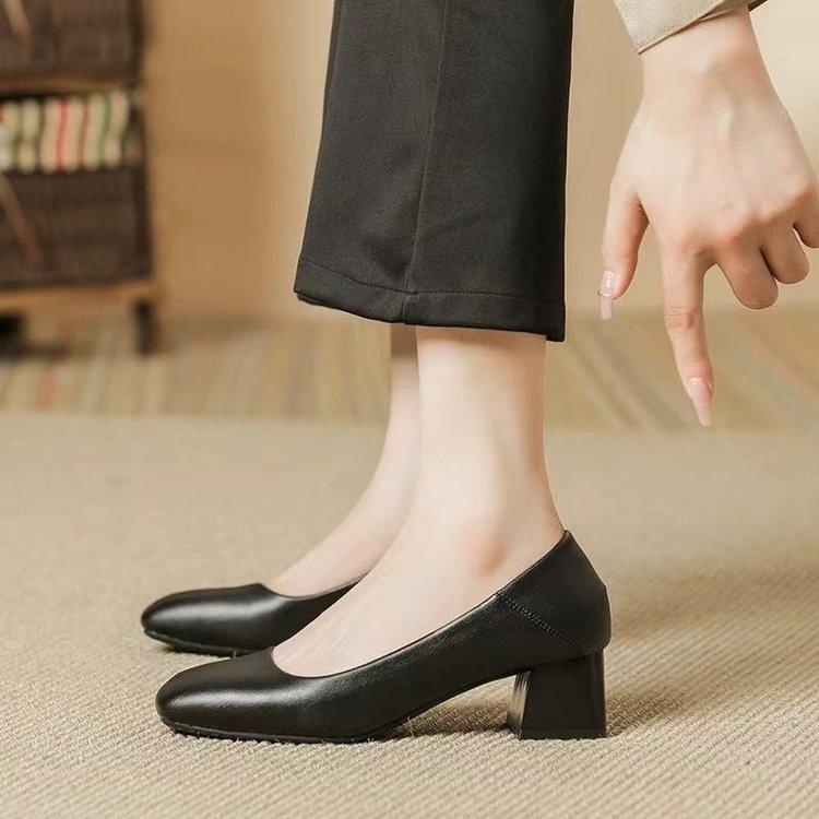 Осенние туфли на толстом каблуке новые туфли с квадратным носом туфли на среднем каблуке туфли на высоком каблуке для создания образа профессиональная обувь