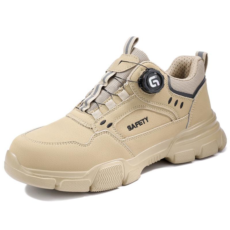 Новые вращающиеся кнопки мужские ботинки противоударные антипрокольные защитные ботинки мужские рабочие ботинки стальной носок неразрушаемая обувь