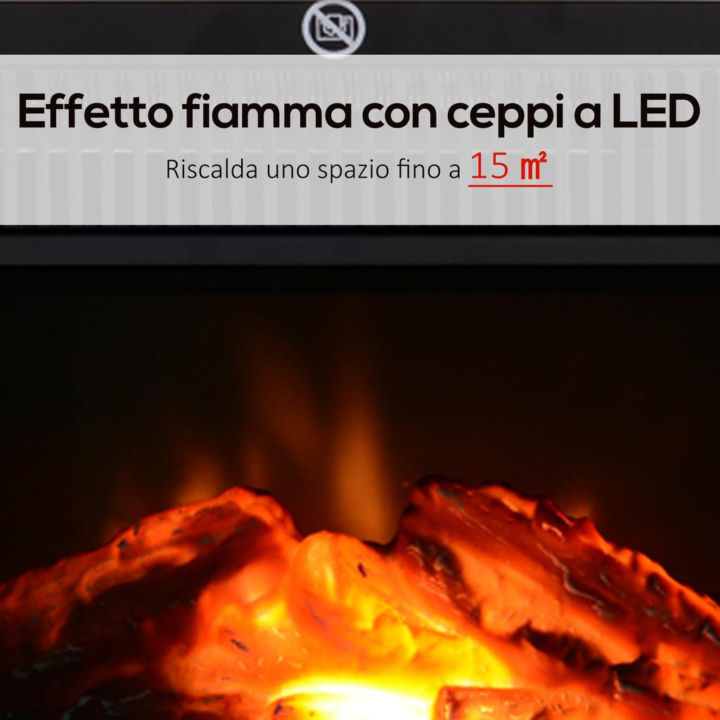 Tabletop Electric Fireplace Black 600/1200W Flame Effect Adjustable Temperature