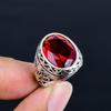 Мужское антикварное кольцо из стерлингового серебра 925 пробы с филигранью, большое, с красным гранатом, кольцо-заявление, этнические украшения в османском стиле