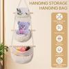 Cotton Linen Wall Hanging Fruit Basket 3 Layer Over the Door Organizer Classified Storage Hanging Storage Bag for Household