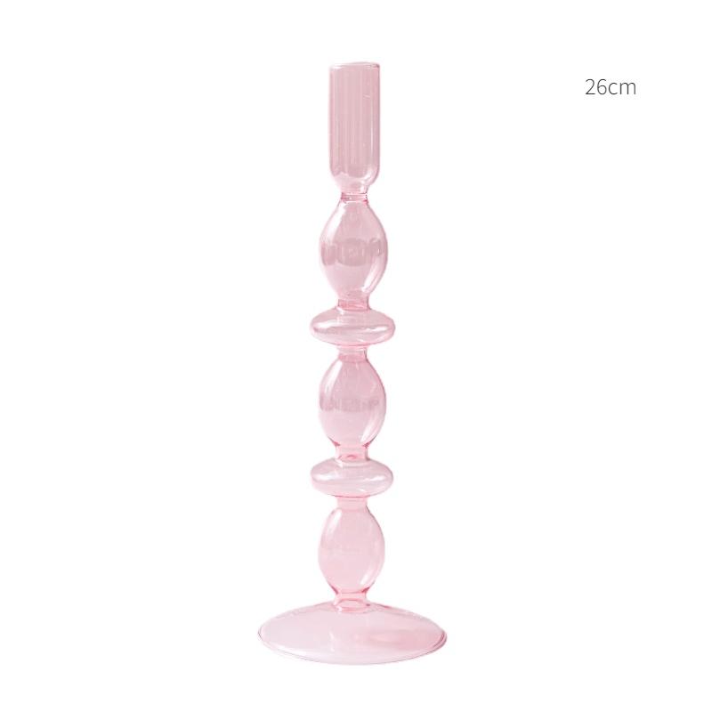 Pink Glass Candle Holder Taper Candlesticks Holder Wedding Table Centerpieces Nordic Home Decoration Wedding Decoration