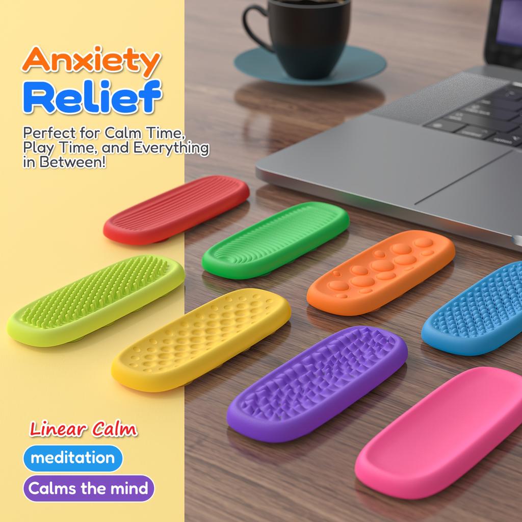 Fidget Toys Adults - 8 Pack Silicone Fidget Slider Relieve Anxiety for Classroom Travel Sensory Toys Worry Stone for Stress