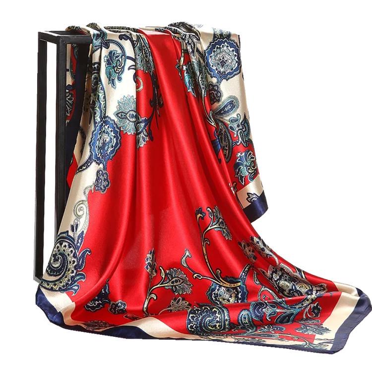 Vogue Foulard Satin Square Silk Scarf Scarfs High Quality 1PC 90*90cm Shawl Scarves Elegant Popular Women