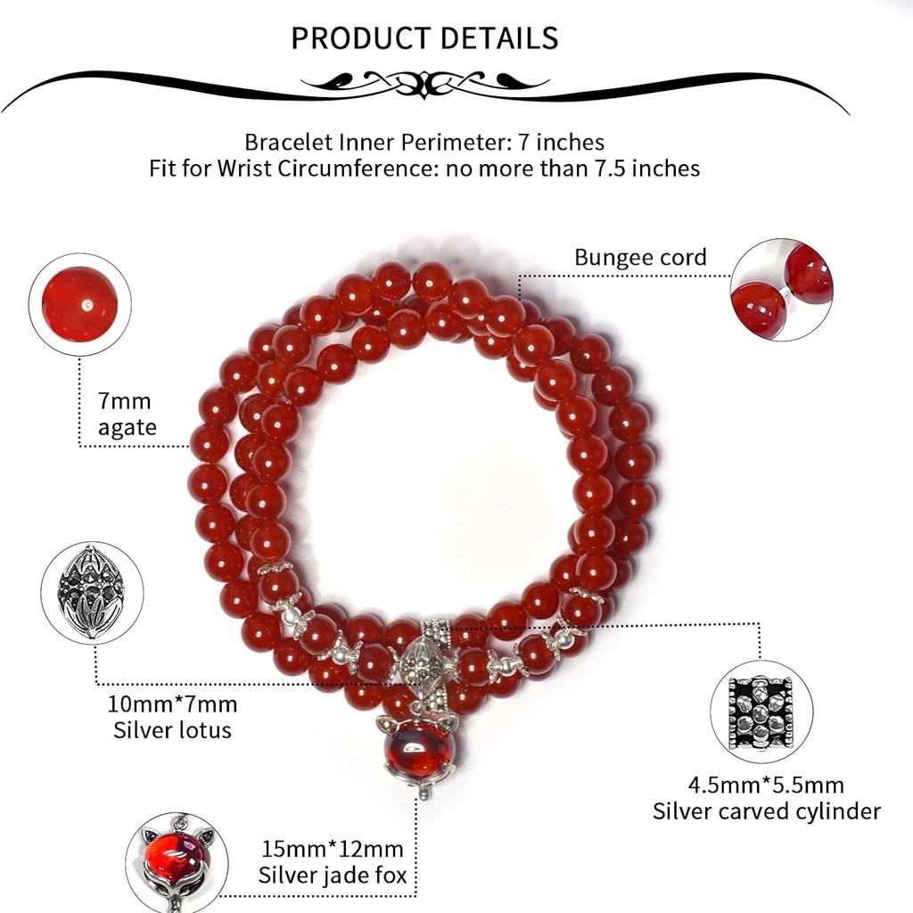 Браслет из натурального красного агата, многослойный браслет из лисы, натуральный кристалл, снимает стресс, приносит удачу