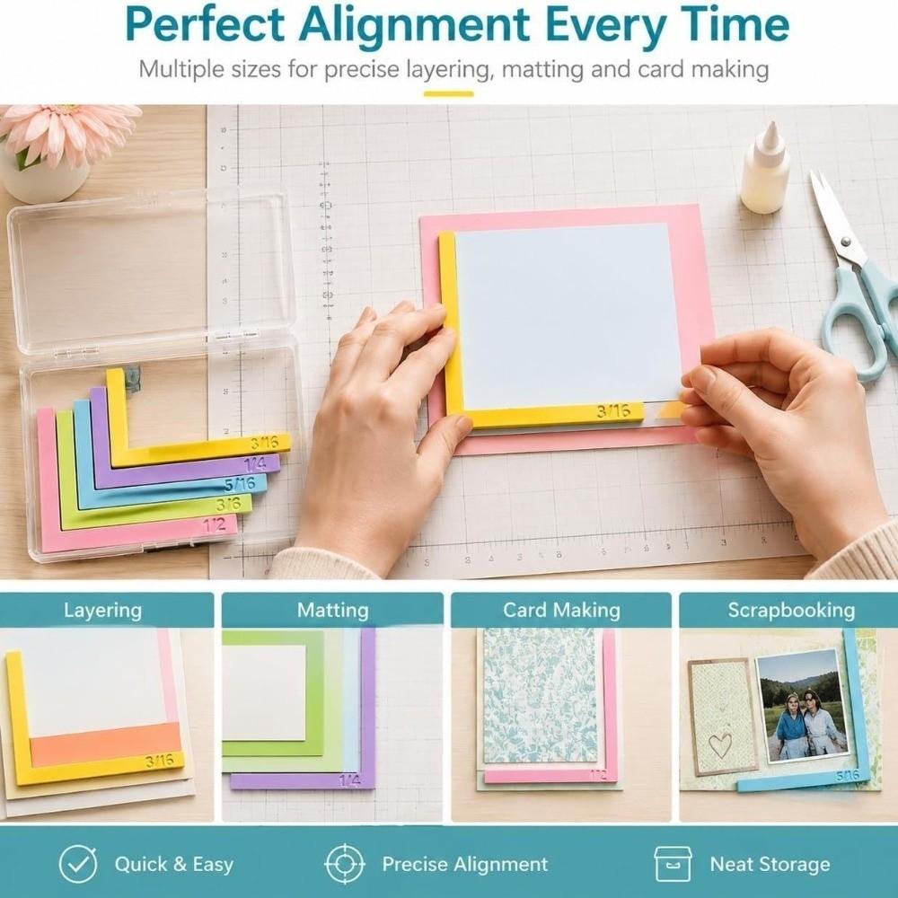 With Storage Case Paper Craft Alignment Guide Color-Coded Card Positioning Tool Paper Crafting