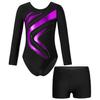Гимнастический купальник для девочек, комбинезон с шортами, спортивная танцевальная одежда, комплект спортивной одежды