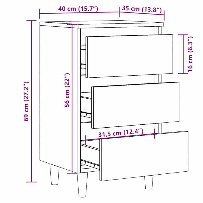 VidaXL Table de chevet chêne artisanal 40x35x69 cm, meuble de chevet, table d'appoint, armoire de lit, armoire de chevet, 856422