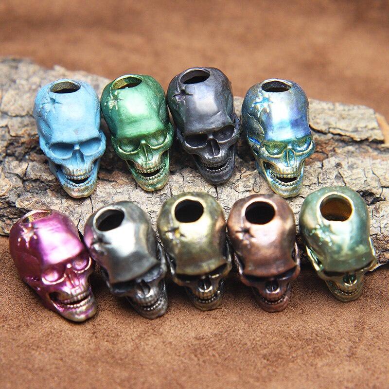 Пулевое отверстие Череп Скелет Нож Бусина Ремешок Подвеска Латунь Панк Ужасы Голова призрака Статуэтки EDC DIY Паракорд Браслет Аксессуар