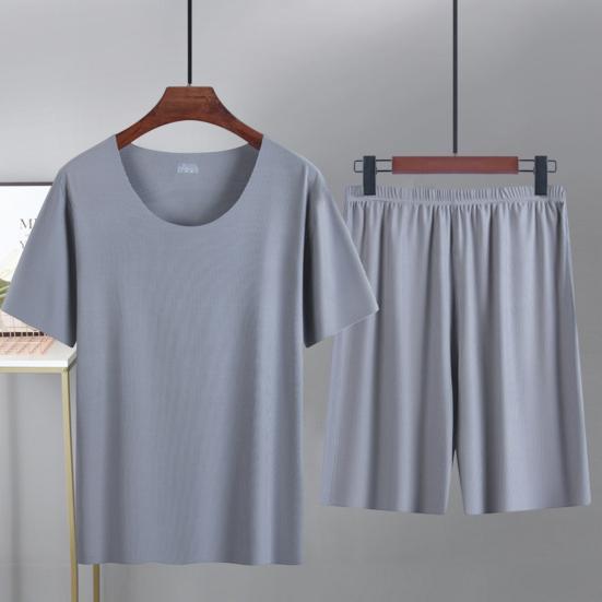 Мужские летние пижамы, модные удобные дышащие мужские летние пижамы, однотонная мужская ночная одежда, мужской летний спортивный костюм, мужская одежда