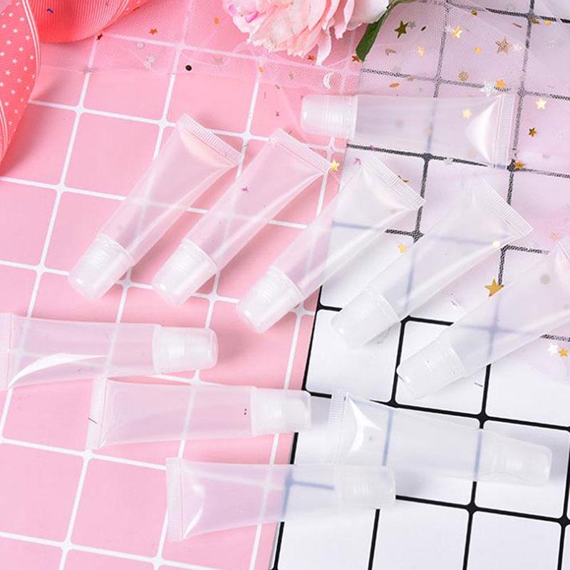 10 шт. новый многоразовый пустой косметический тюбик для блеска для губ, бальзама, прозрачный косметический контейнер