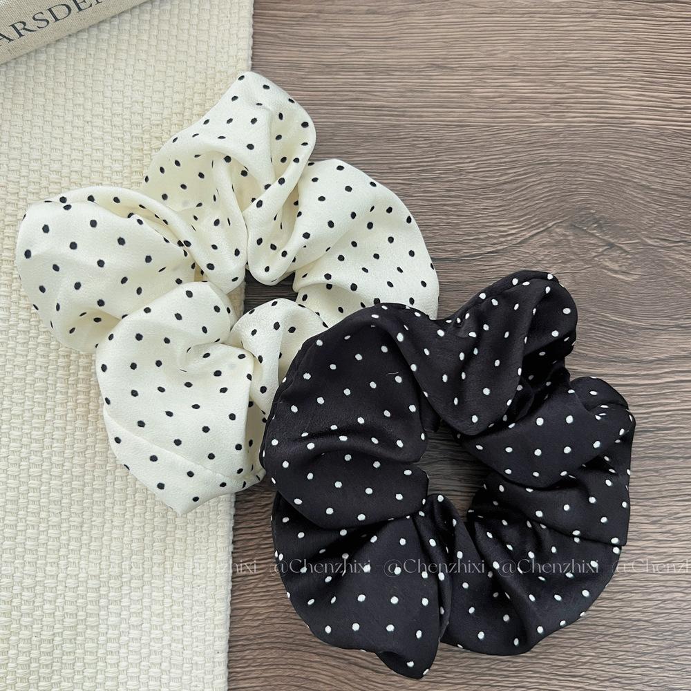 2Pcs Elegant Hair Ties for Women Minimalist Simulation Silk Scrunchies Wave Point Elastic Hair Loop Ponytail Hair Accessories