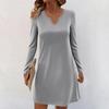 Женские повседневные миди-платья с длинным рукавом, V-образным вырезом и принтом