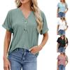 Женская повседневная модная сексуальная футболка с v-образным вырезом и короткими рукавами на пуговицах