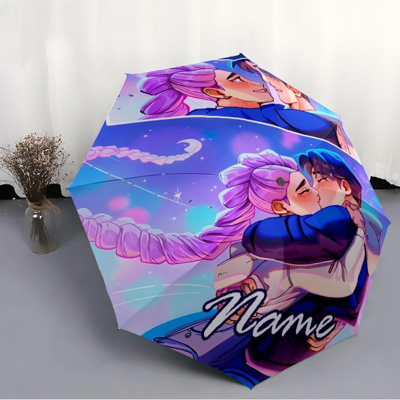 Personalized Name K-KPop Demon Hunters Print Umbrella - Automatic Open/Close, Eight-Rib Durable Frame, Automatic Folding Umbrella