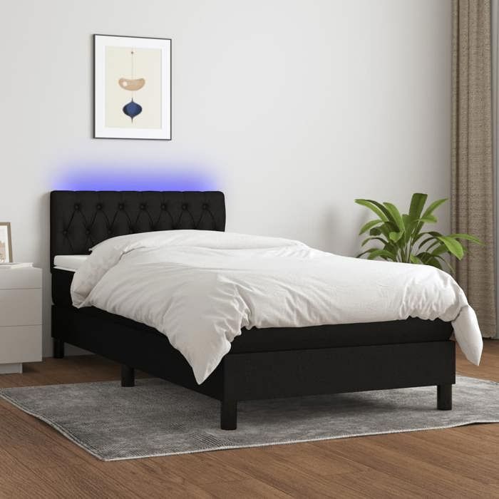 Maison Exclusive - Sommier à lattes de lit avec matelas LED Noir 100x200 cm Tissu