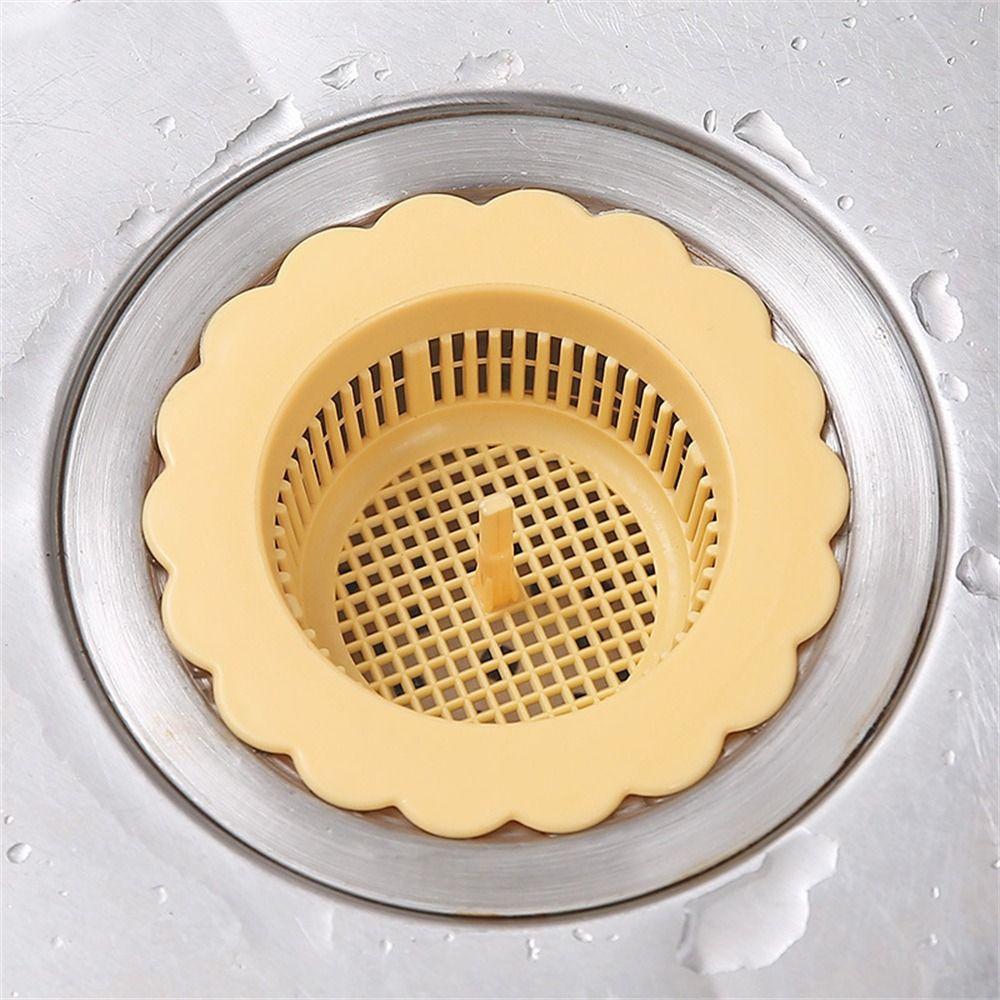 Flower Shape Sink Drain Strainer Cylindrical Handle Hair Catchers Durable Hole Filter  Bathtub