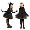 Black Cat Themed Girls Costume Dress With Ears Tail Halloween Party Performance