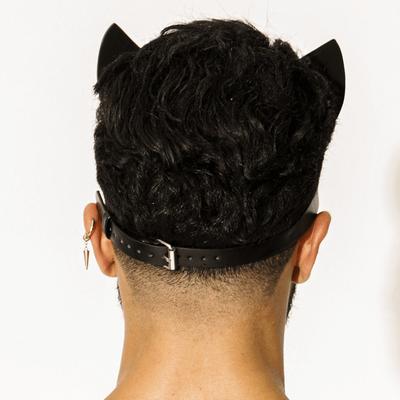 Мужская кожаная маска кошки Косплей Аниме БДСМ Хэллоуин Веганская маска Сексуальный мужчина Рейв вечеринка Панк Фетиш Стимпанк Маскарад Карнавал