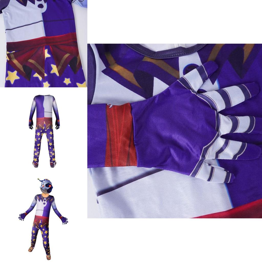 Sundrop Fnaf Костюм клоуна для косплея для мальчиков и девочек, боди, маска, комбинезон для вечеринки, идеально подходит для Хэллоуина, косплея и вечеринок