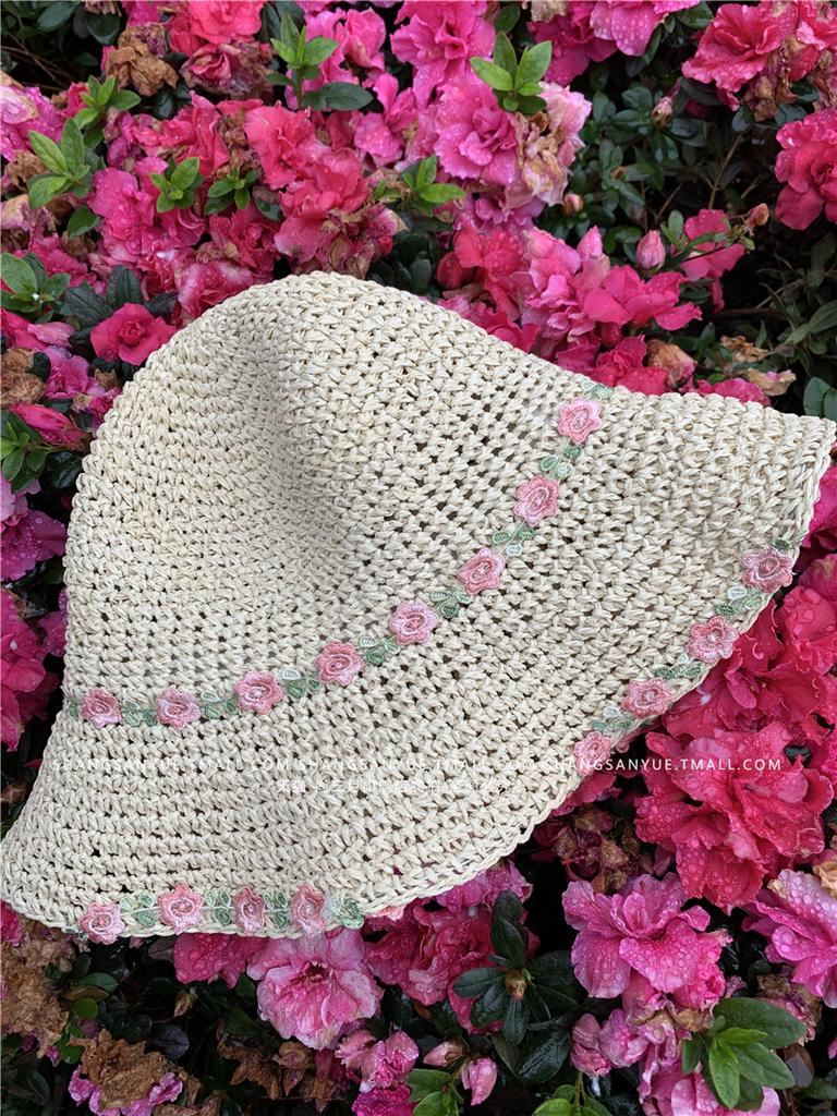 Оригинальные соломенные женские шляпы с цветочным декором, летние корейские модные универсальные дышащие солнцезащитные кепки с цветочным принтом для пляжа