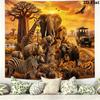 African Animals Wall Tapestry Aesthetic Wall Hanging Printed Fabric Blanket Decorative Tapestries for Bedroom Living Room Home Decor