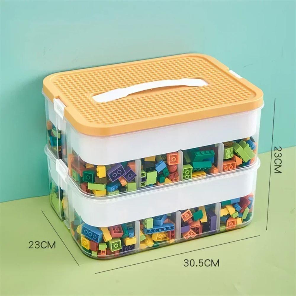1/2 Layer Kids Building Block Storage Box Adjustable Lego Compatible Storage Box Whit Handle Transparent Toy Storage Box