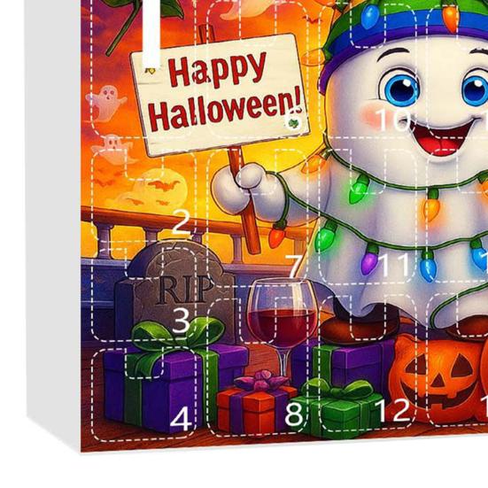 Хэллоуин Адвент-календарь 2025 24-дневный календарь обратного отсчета с акриловыми украшениями в виде призрака/гнома/тыквы для помещения
