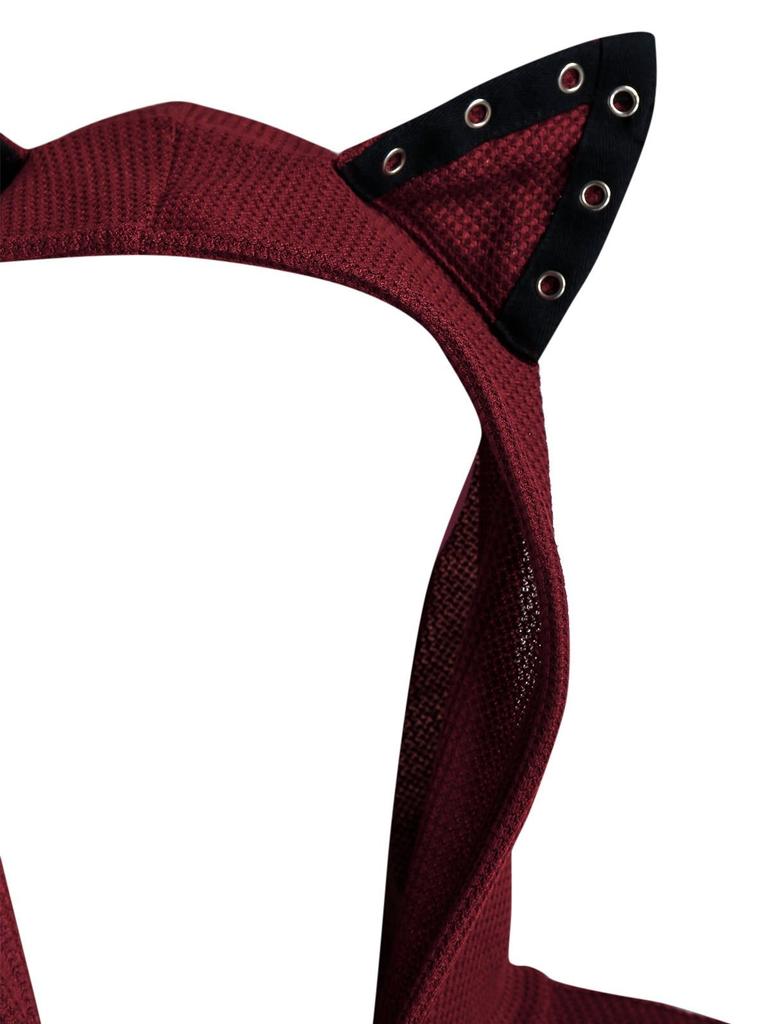 Womens Cat Ears Hooded Plus Size Vintage Cloak High Low Sweater Blouse Tops