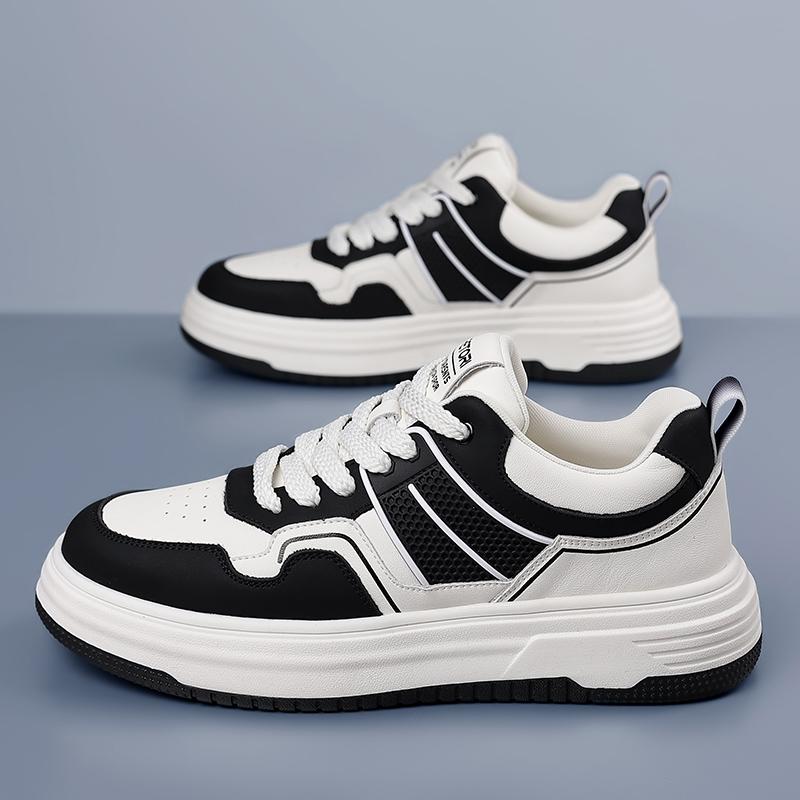 FashionStreet Style Men Sneakers New Fashion Round Head Lace Up Casual Shoes Outdoor Walking Shoes Genuine Leather Men Vulcanize Shoes