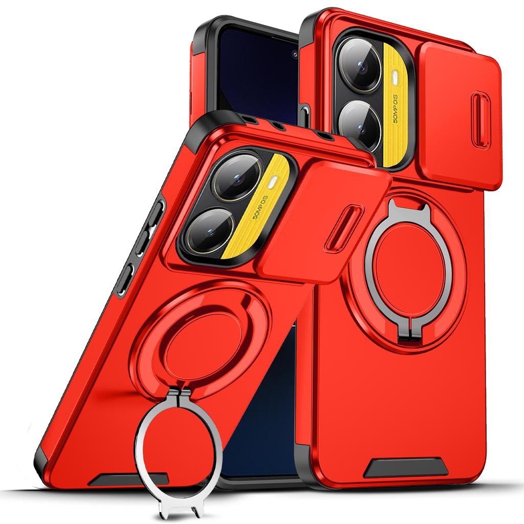 Чехол для POCO X6 X7 Pro 5G Чехол Armor Сдвижная защита объектива камеры Задняя крышка для Xiaomi POCO X7 X6 Кольцо-подставка Противоударный Funda