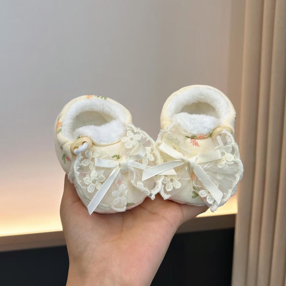 Бархатные хлопковые туфли для девочек: Мягкая подошва, Эластичная резинка, Нескользящие чехлы для обуви на Осень/Зиму (0-1 год)