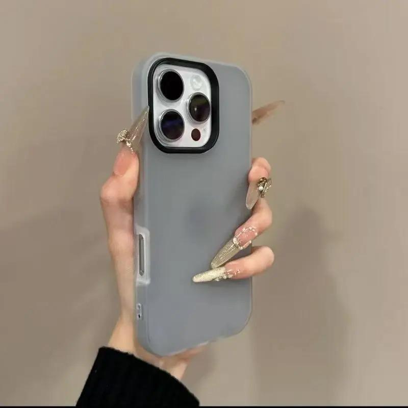 2-в-1 Роскошный матовый чехол-желе конфетного цвета для iPhone 16 15 14 13 12 Pro Max 15 16 Plus Ударопрочный с покрытием Soft Touch