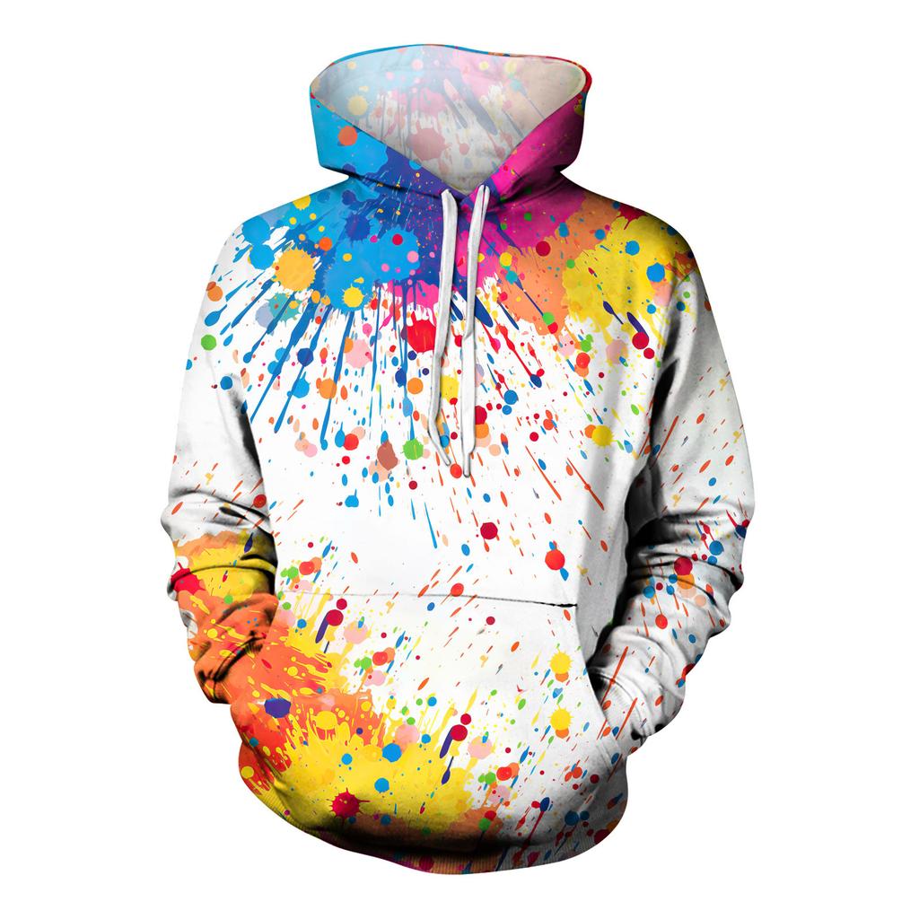 Модный свободный мужской и женский свитер с капюшоном с длинным рукавом и принтом