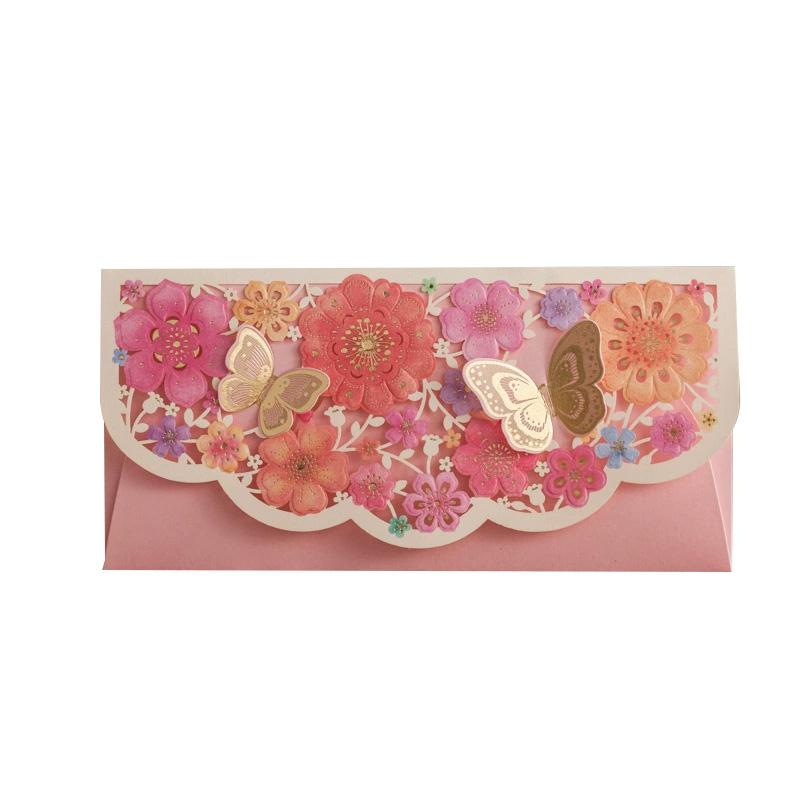 1 шт. Мешочек с деньгами прямоугольный лазерная гравировка новогодние красные конверты свадьба полый тисненый 3D