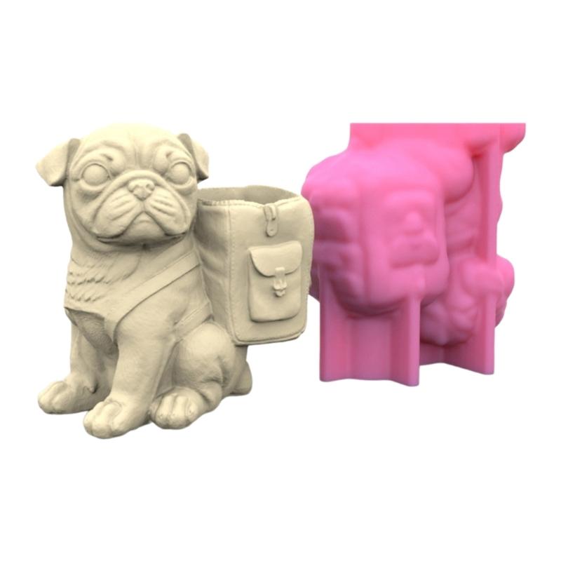 Уникальная силиконовая форма, 3D формы для цветов, милые формы для держателей ручек в форме мопса для сочных и держателей ручек