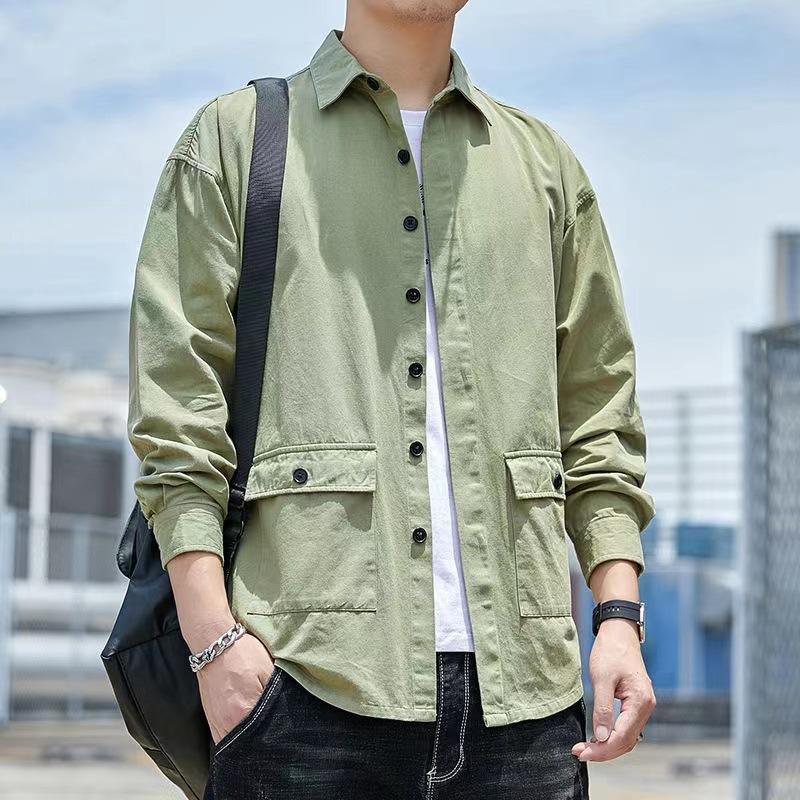 Men S Cotton Long Sleeve Casual Loose Work Shirt
